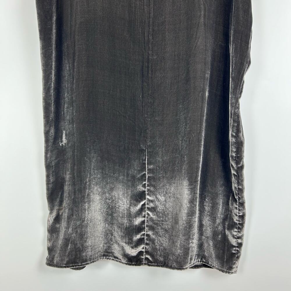 Madewell Velvet Silk Blend Mini Dress Gunmetal Gray Bow Tie Shift Womens Size XS - Picture 10 of 11